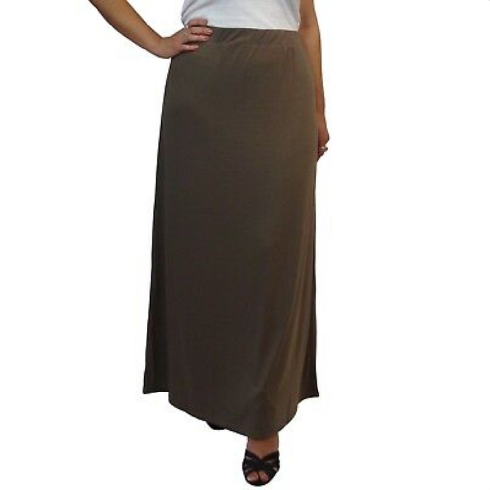 NEW Full Length Maxi Skirt Banded Waist- Mocha
